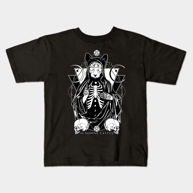 In Nomine Cattus - The Cat Priest Kids T-Shirt by Von Kowen